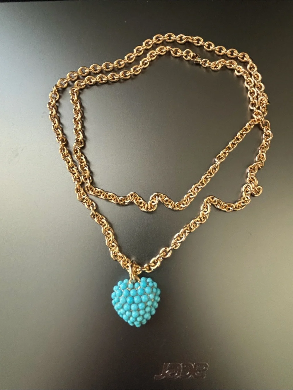 NWOT Roxanne Assoulin long Necklace with Turquoise Heart Charm